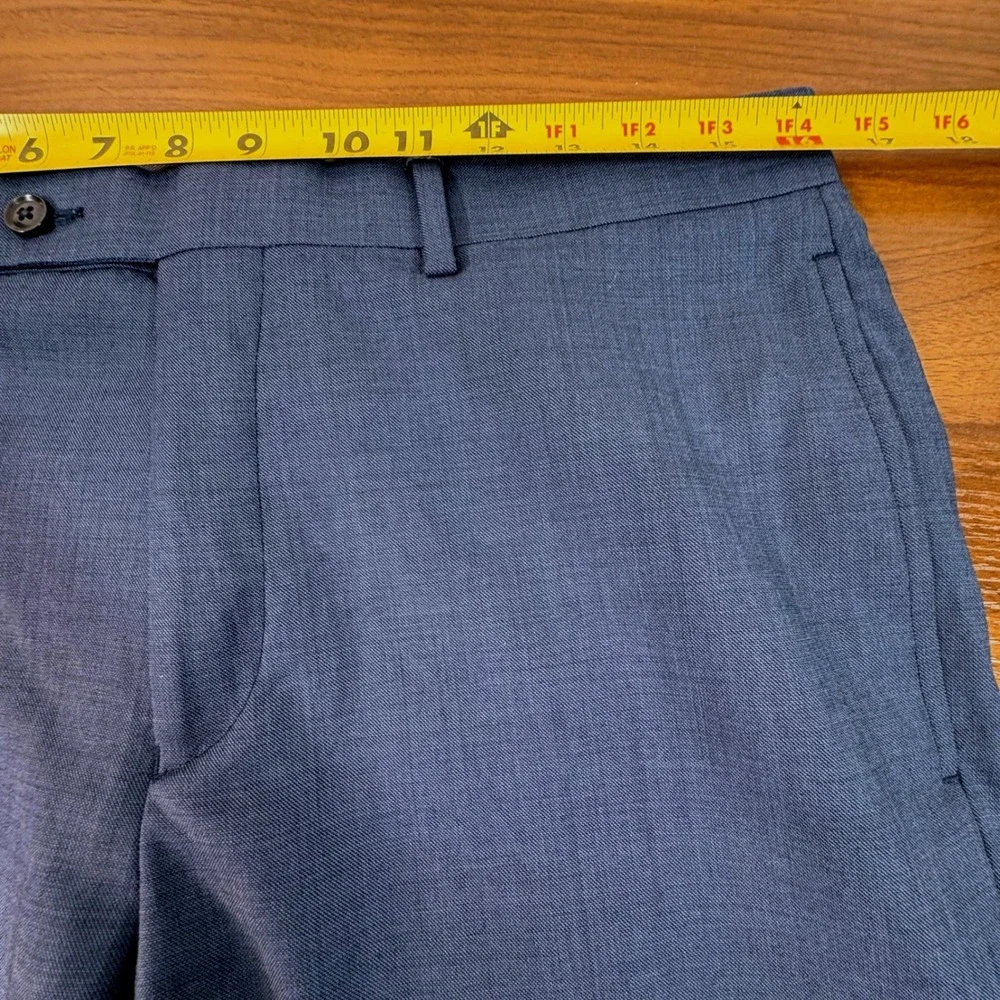 Calvin‎ Klein X Slim Fit Mens Blue 100% Wool Dress Pants 32x29 Flat Front